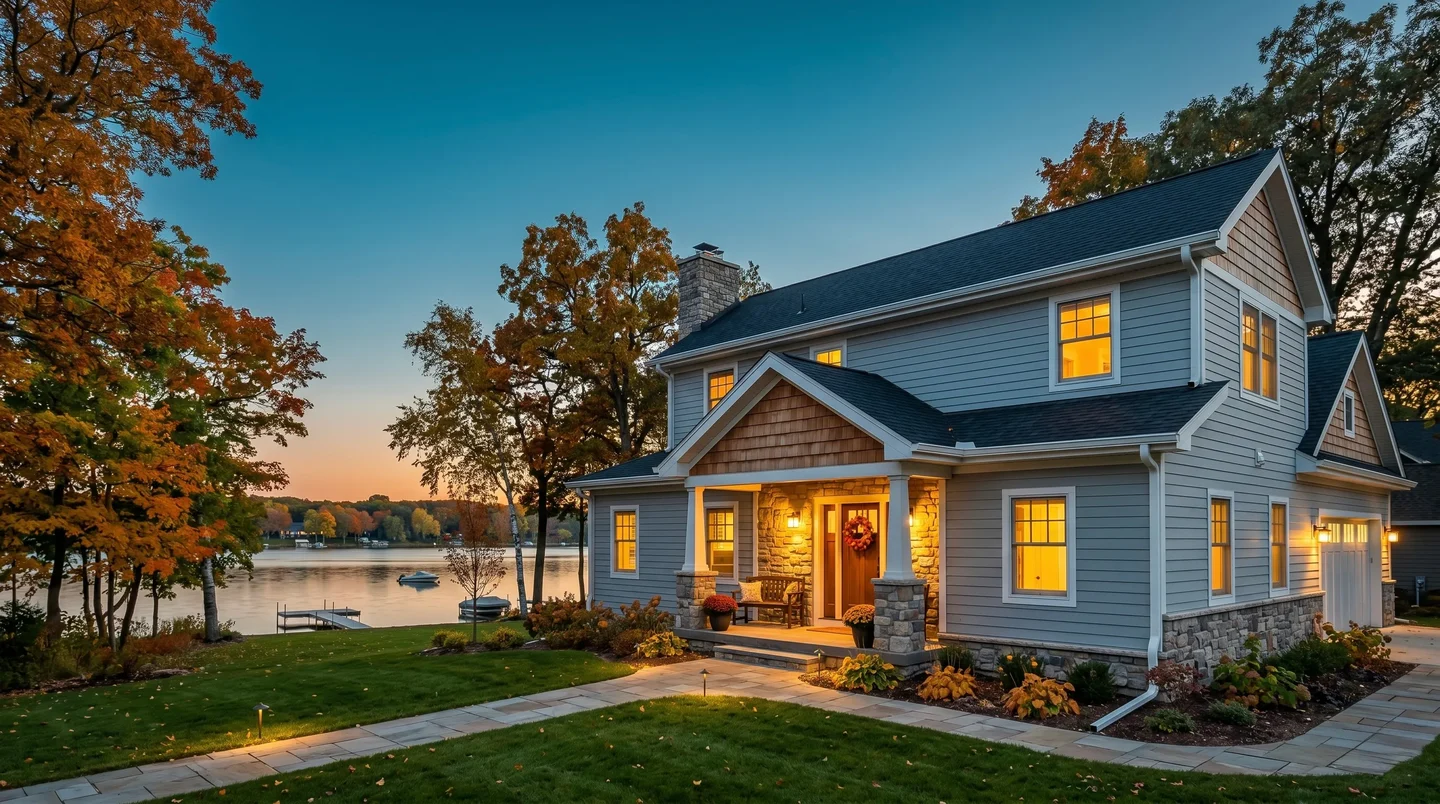 Lakefront home pictured on the Geneva Lake Gutters website